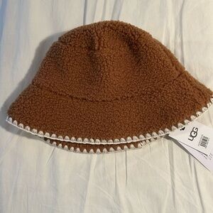 UGG Tan Fleece Hat with Cream Edge